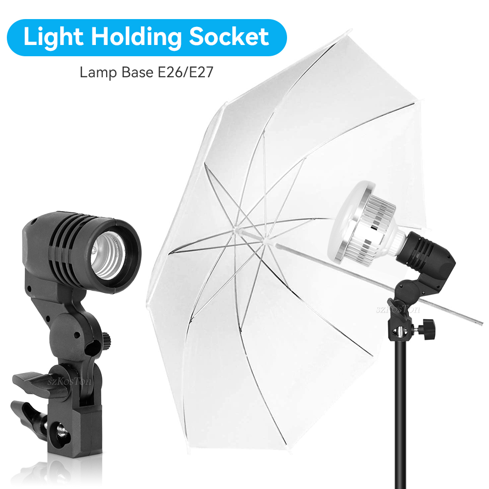 Photography Lighting Flash - フォト照明,フラッシュソケット,傘ホルダー,写真スタジオアクセサリー,e27,2個用のシングルヘッド電球ホルダー
