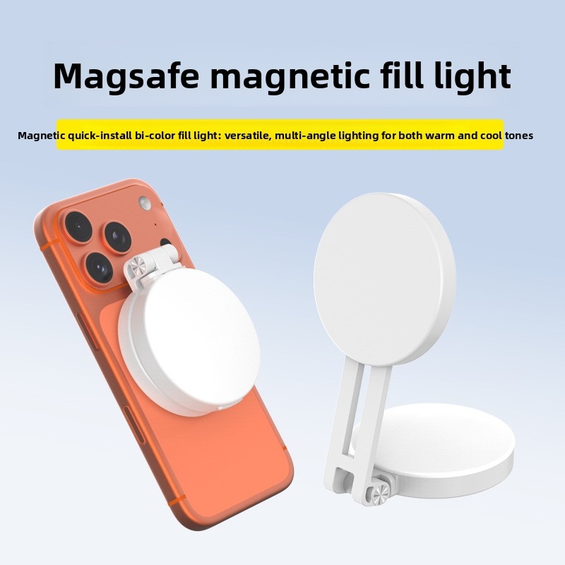 Photography Lighting Handheld - MagSafe対応スマホ用LEDリングライト、ポータブルバイカラー調光式自撮りフィルライト、ライブ配信、Vlog、写真撮影用