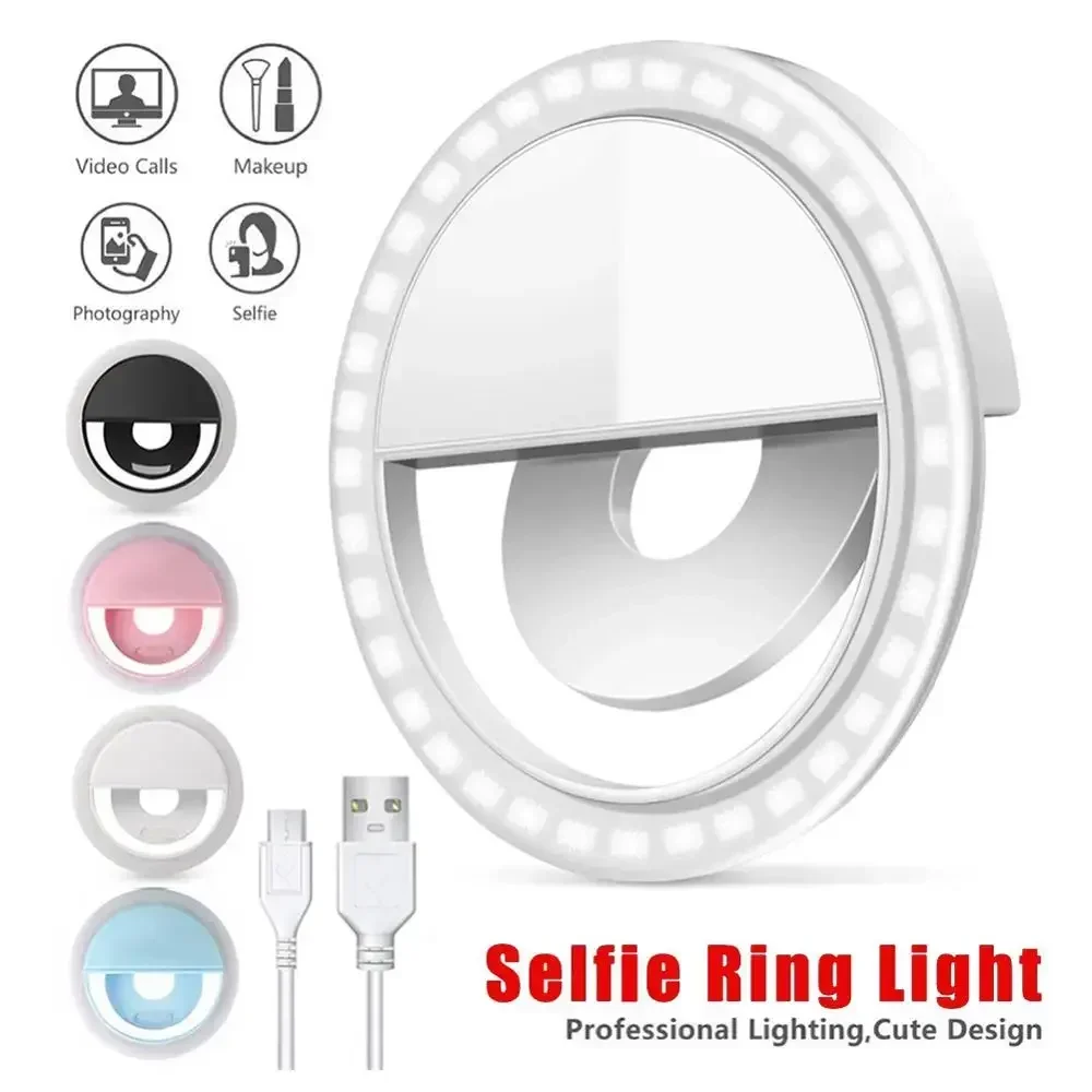 Photography Lighting Circle - LED Selfie リングライト携帯電話クリップオンランプポータブル USB 充電 LED