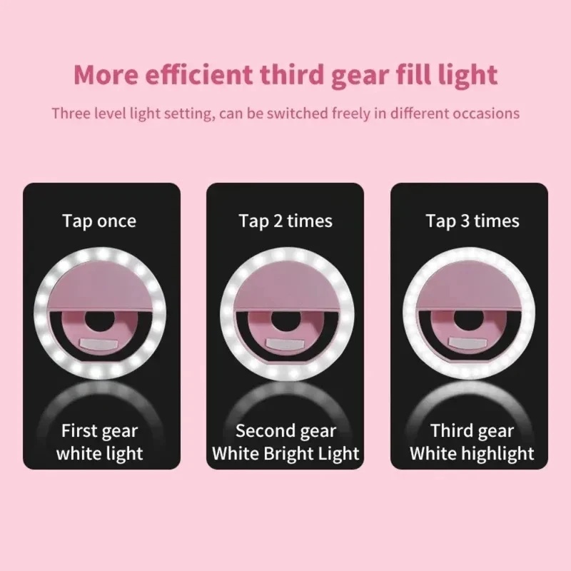 1～4個 LEDセルフィーリングライト 携帯電話用三段階調光 - Photography Lighting Set Up のレビューと価格
