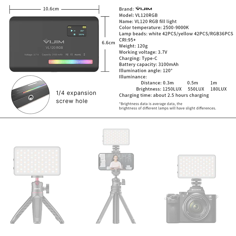 2026 New120 RGBポケットフィルライトカメラユニ - Photography Lighting Handheld のレビューと価格