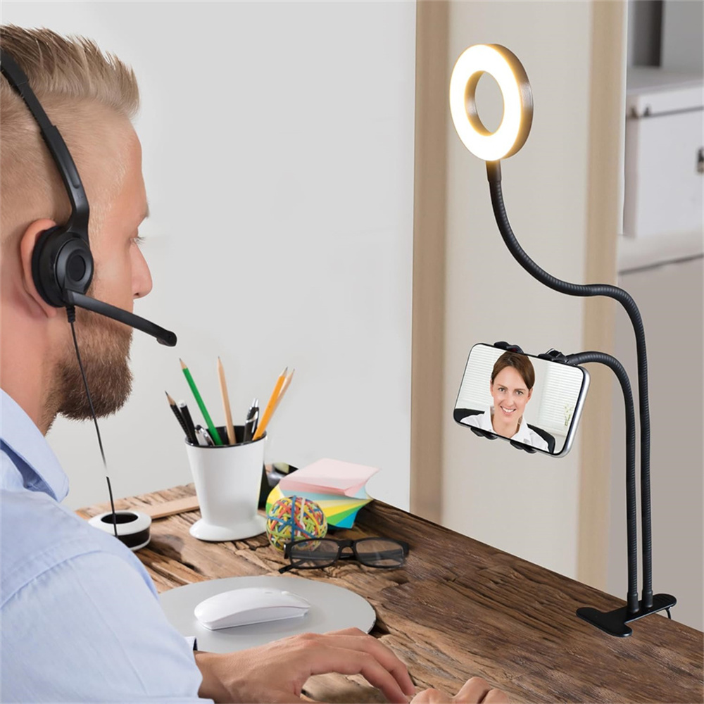 自撮りリングライト付きユニバーサルフレキシブル携帯電話ホルダ - Photography Lighting Set Up のレビューと価格