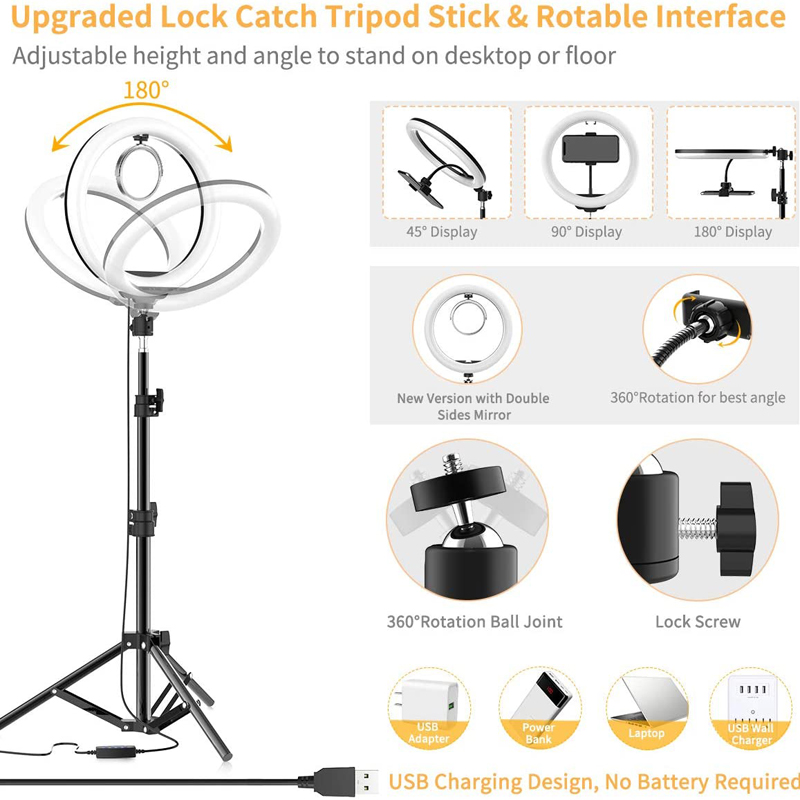 ビデオライト 16/26/33cm セルフィーリングLEDラ - Photography Lighting Set Up のレビューと価格