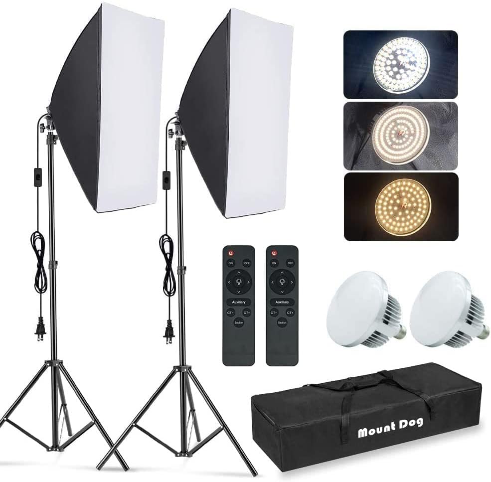 写真用ソフトボックス照明キット、2個セット 19.7インチ  - Photography Lighting Set Up のレビューと価格