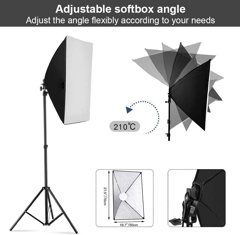 写真用ソフトボックス照明キット、2個セット 19.7インチ  - Photography Lighting Set Up のレビューと価格