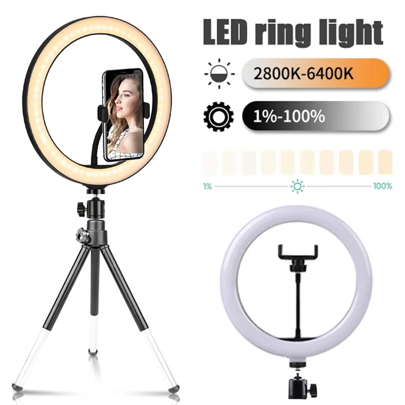 10インチ自撮りリングライト写真撮影用フィルライトLEDリン - Photography Lighting Circle のレビューと価格