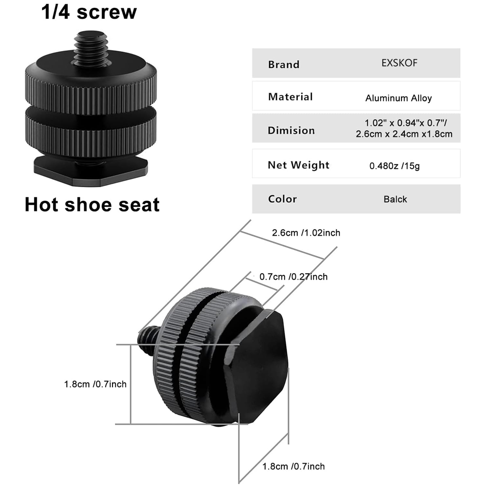 アルミニウム合金ホットシューから1/4インチネジアダプターへ - Photography Lighting Set Up のレビューと価格